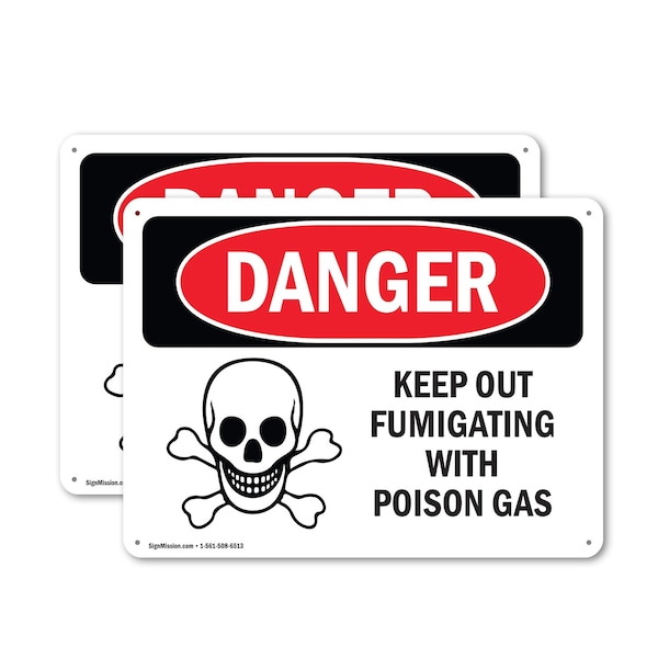Signmission Keep Out Fumigating With Poison Gas Danger Sign, Plastic, 10in W x 7in L, 2PK OS-2PACK-DS-P-710-L-1401 - main